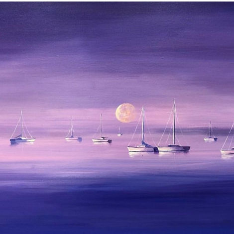 Boats calm purple moon.jpg