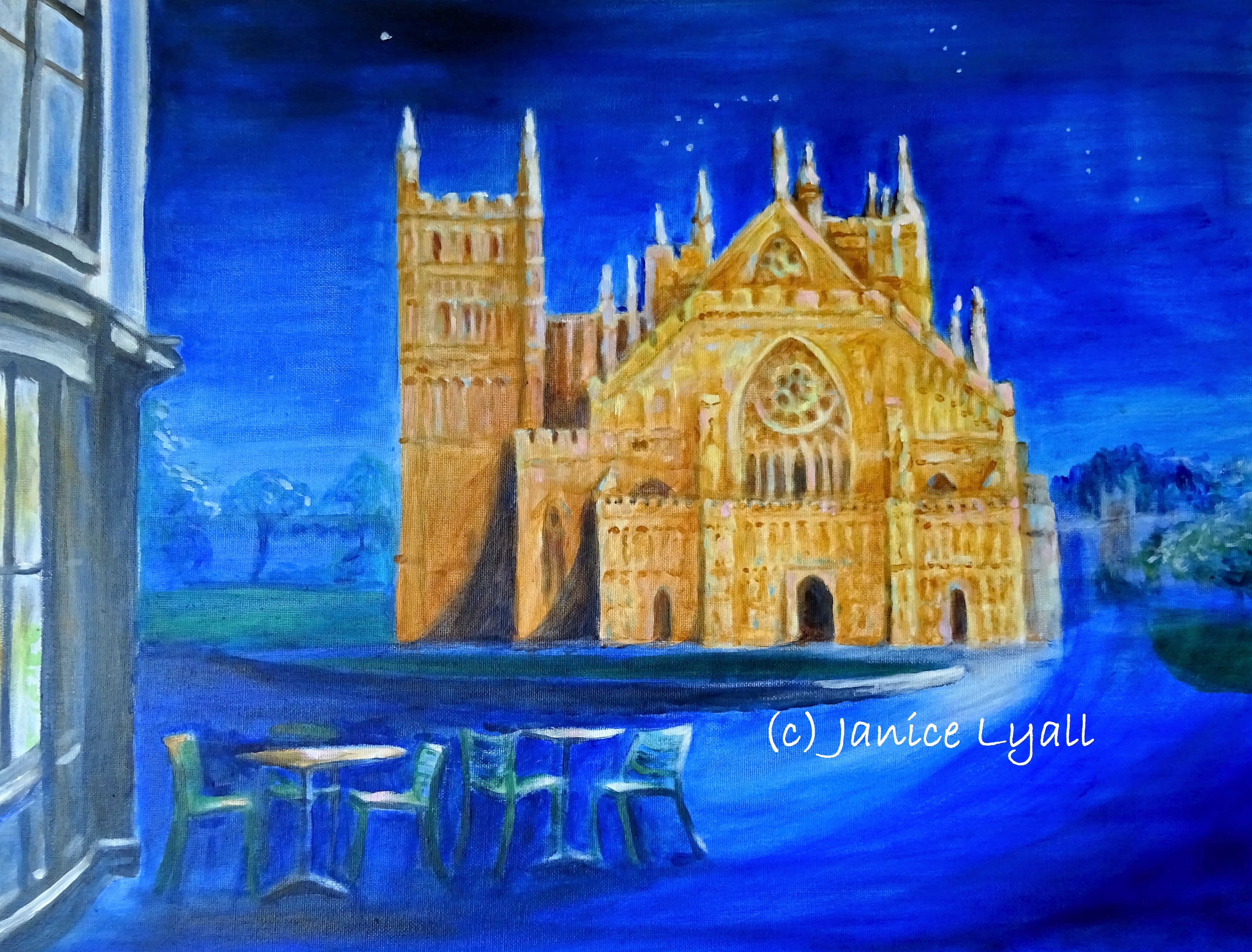 Exeter Cathedral bathed in Moonlight