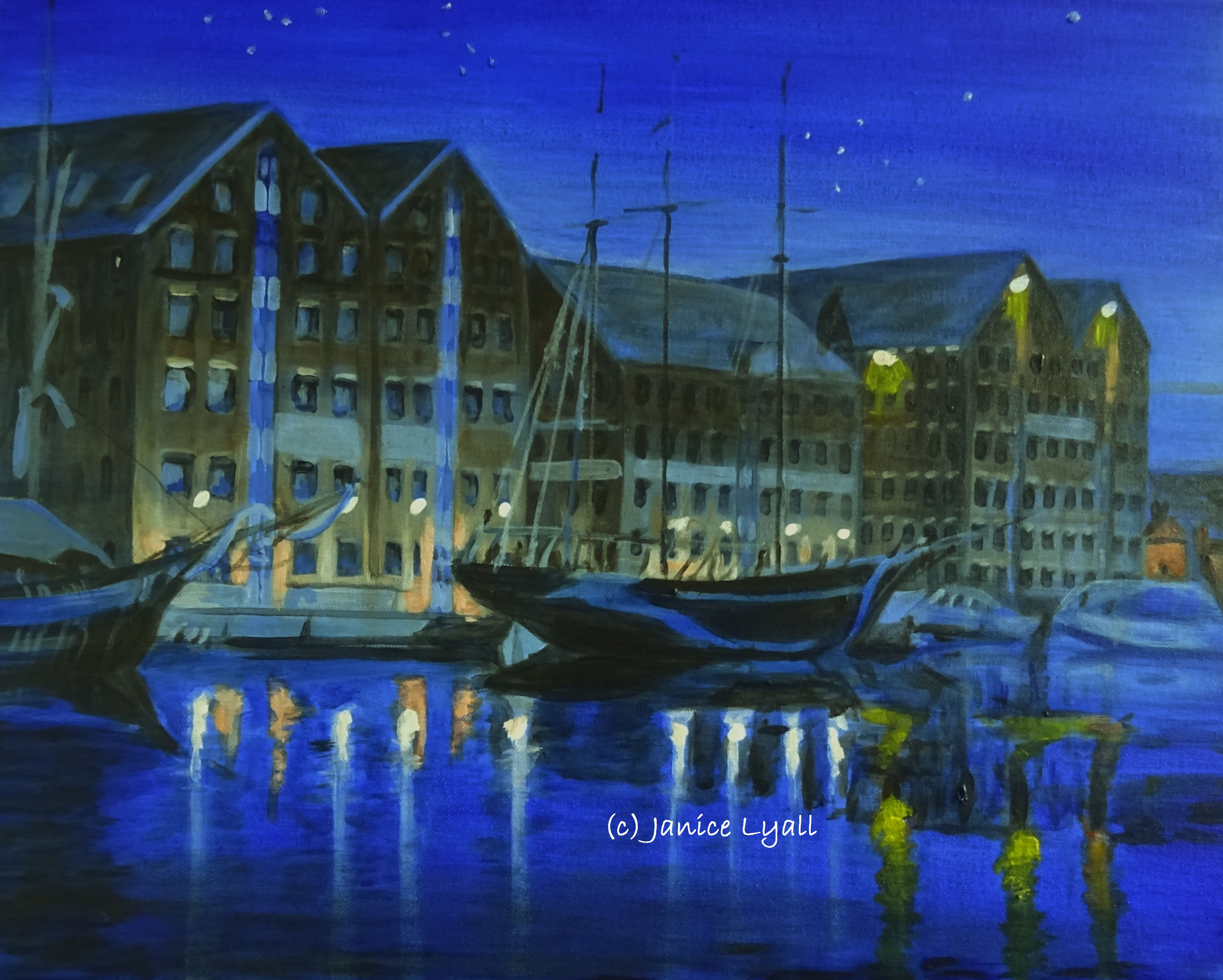 Gloucester Docks under a Starry Sky