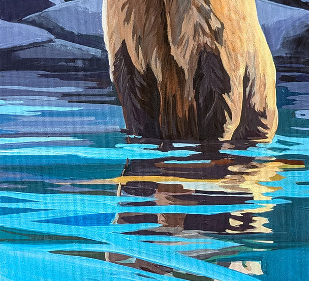 A painting of BC 's ecosystem of bear and salmon by Vancouver Artist Andrea Fryett
