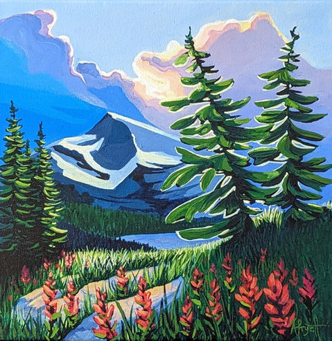 Andrea Fryett, Reverie, Daydreaming, meditation, mountains, canadian art, canadian painting