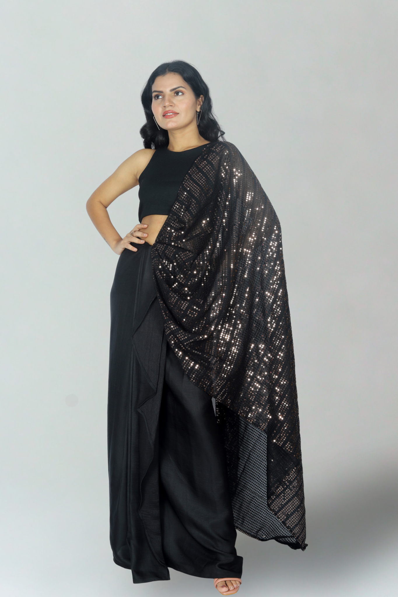 Copper Gleam Pre-Styled Cocktail Saree