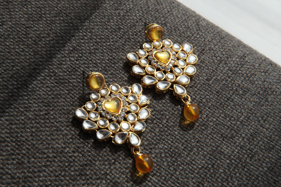 Thumbnail: Yellow Kundan Earrings