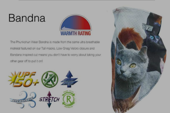 Bandana product design board with performance features and textile graphics by Hannah Hornbein