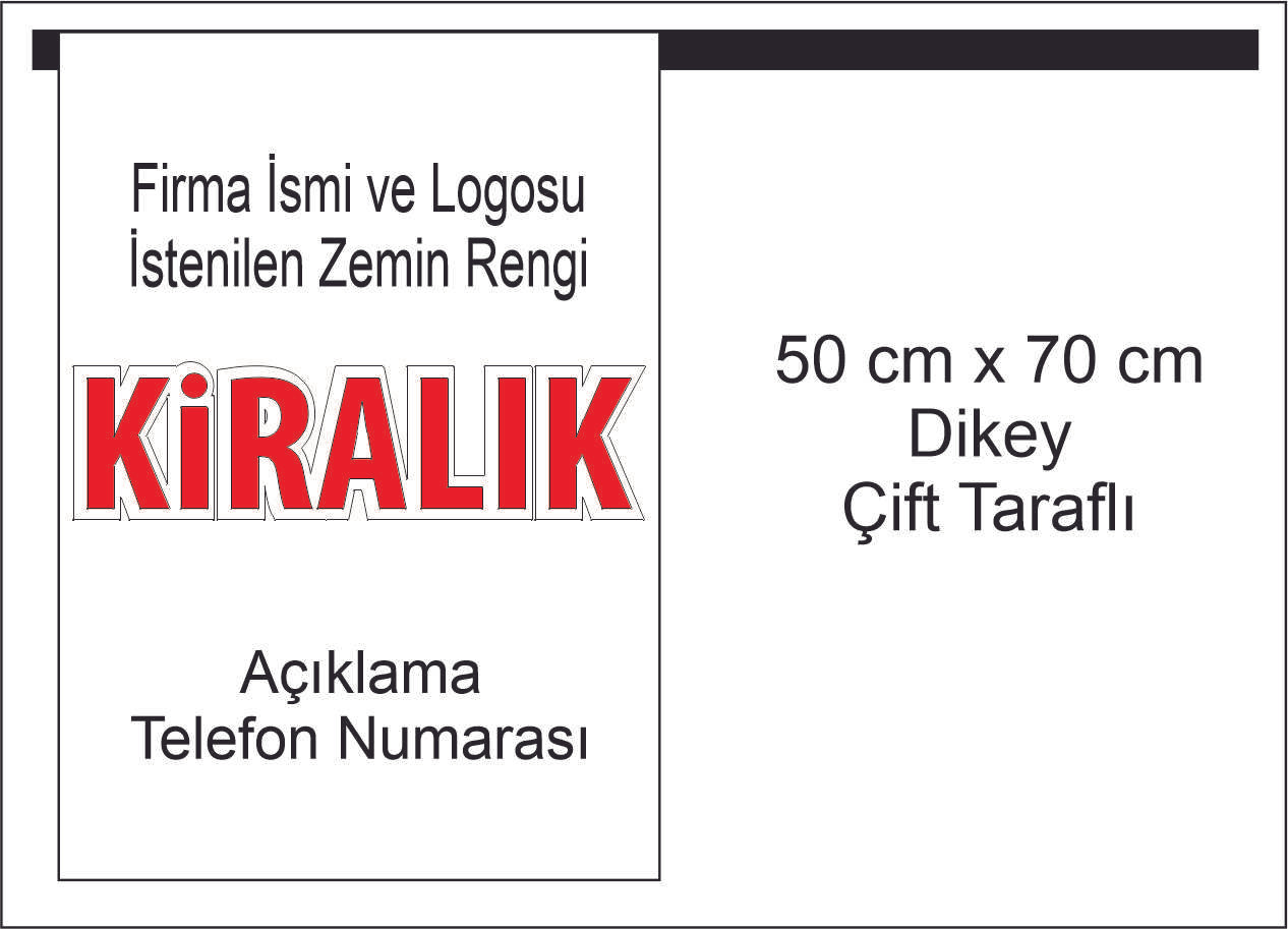 Emlakçı Afişi 50 cm x 70 cm Dikey Çift Taraflı