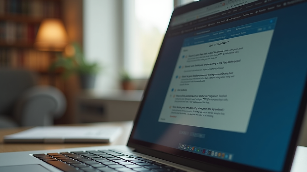 Eye-level view of a laptop screen showing an online writing forum