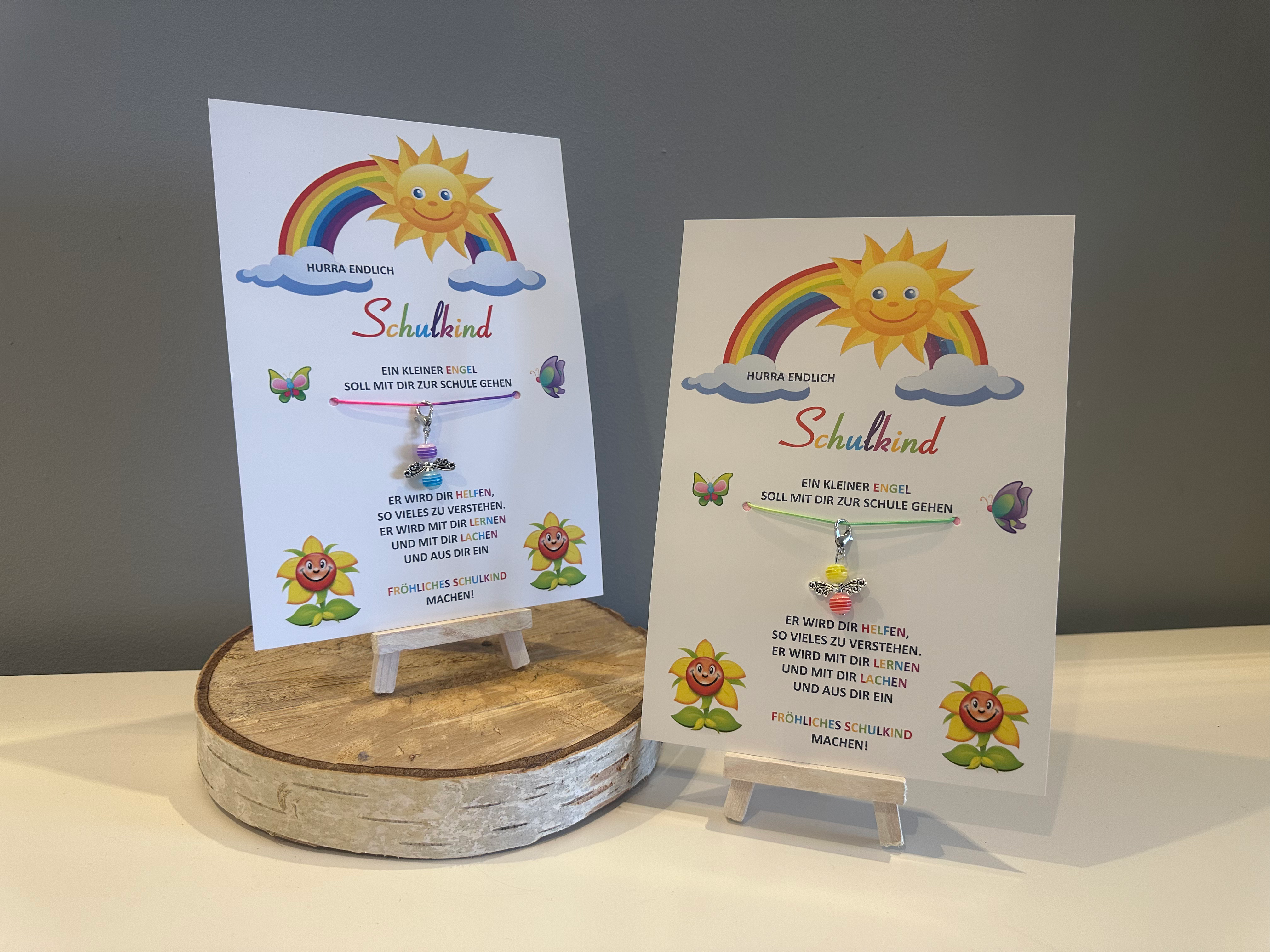 Karte & Kette Schulkind Einschulung Geschenk Schutzengel