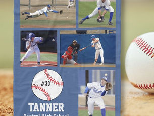 Top 10! Personalized Baseball 5 Photo Collage Name Team # Fleece Blanket