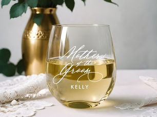 Top 5! Mother of the Groom Script Name Wedding Party Stemless Wine Glass