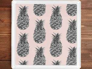 Best Price! Tropical Grey & Pink Pineapple Seamless Pattern Acrylic Tray