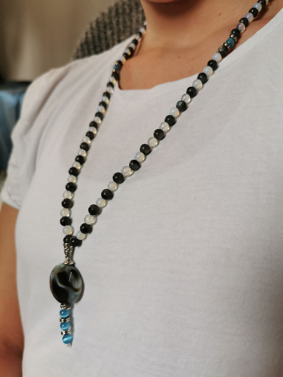 Miniature : Mala Labradorite & Pierre de lune