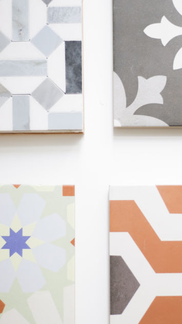 4 pieces of unique tile with bright colors 