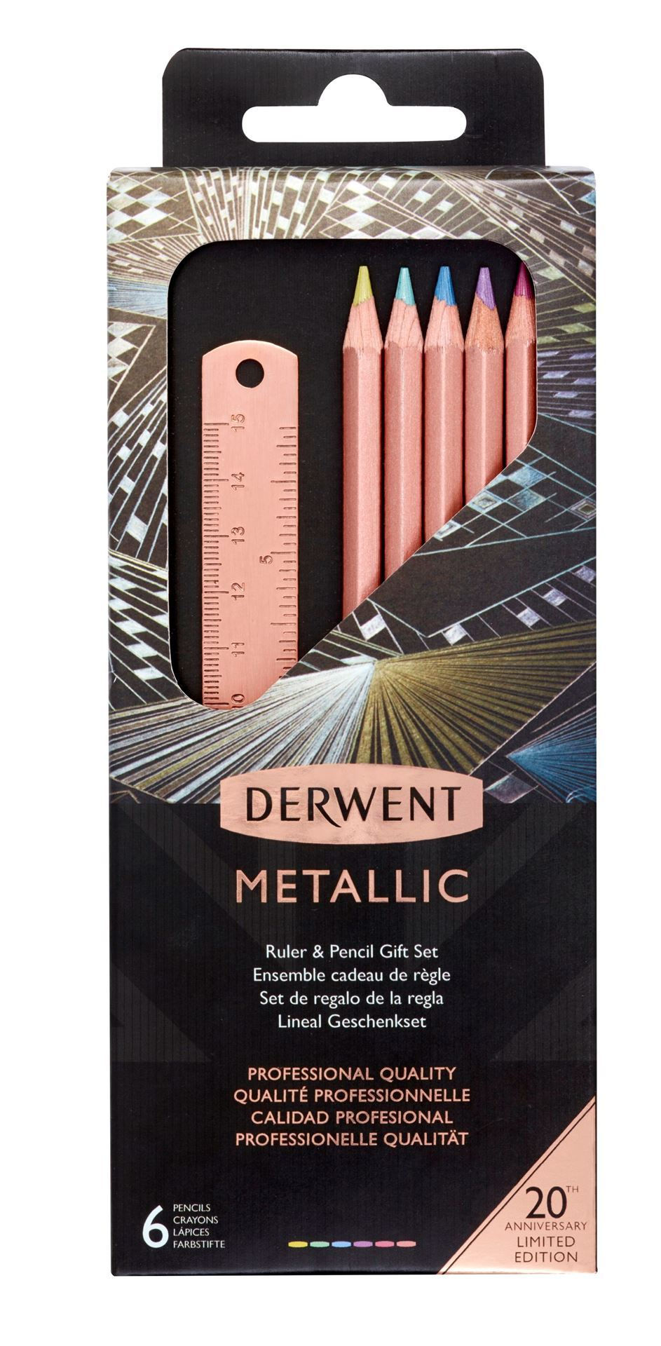 Derwent Metallic Copper Ruler Set