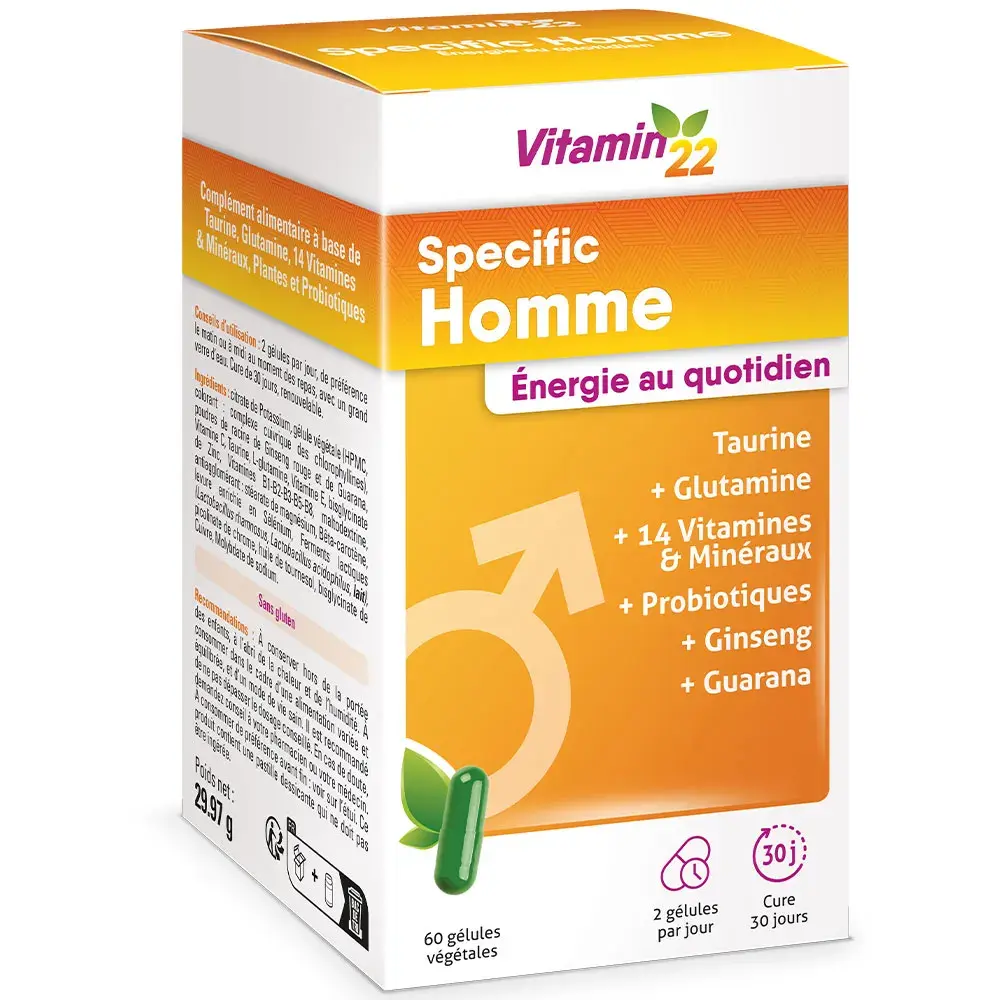 Vitamin'22 Spécifique Homme Energie au quotidien 60 gélules