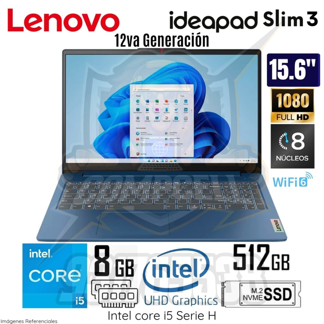 Laptop LENOVO IDEAPAD SLIM3 CORE i5 15.6"FHD, 8GB RAM, 512GB SSD NVMe