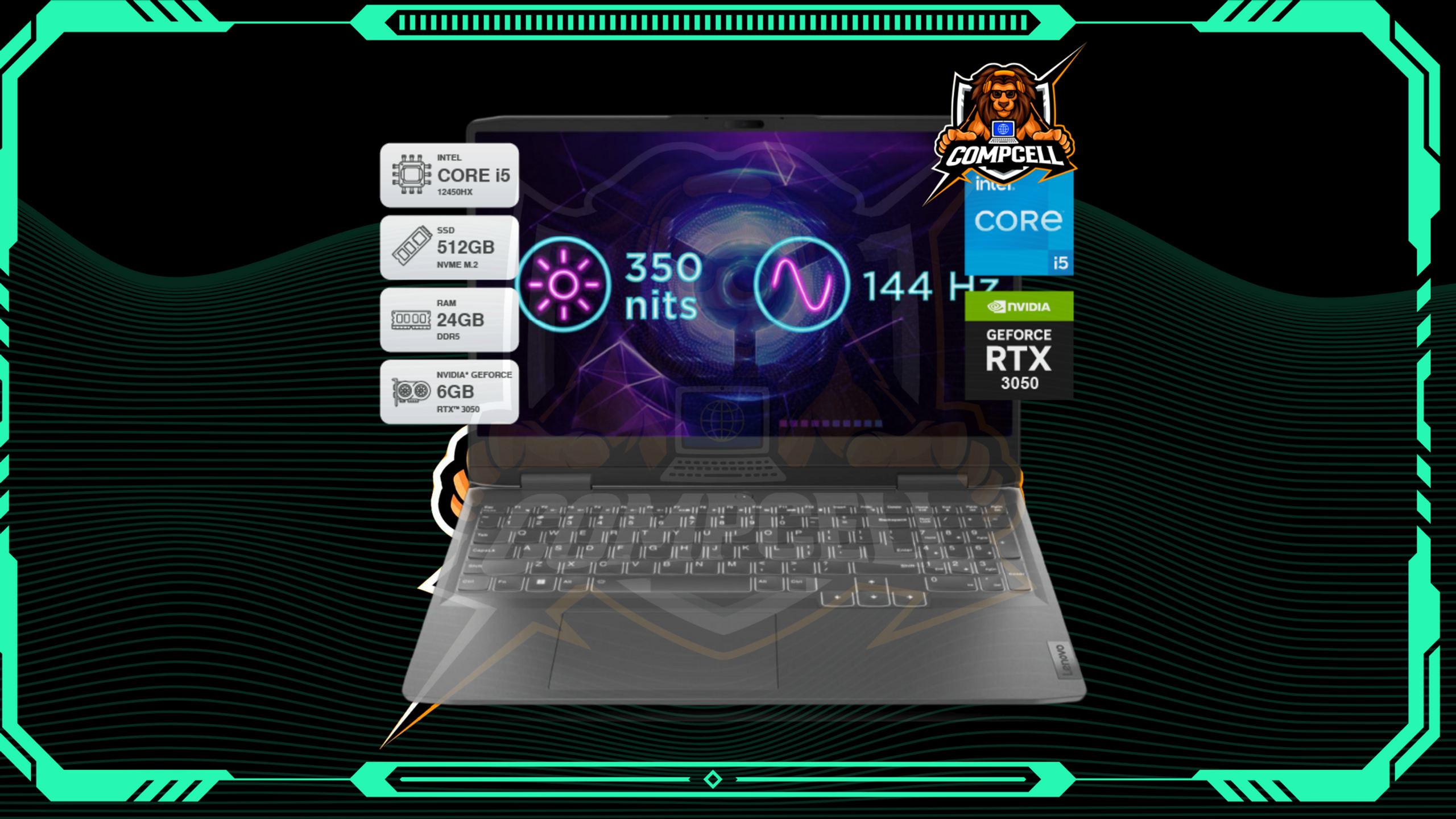 Laptop Lenovo Gamer LOQ Core I5-12450HX RAM 24gb SSD 512gb RTX 3050 6GB 15.6″
