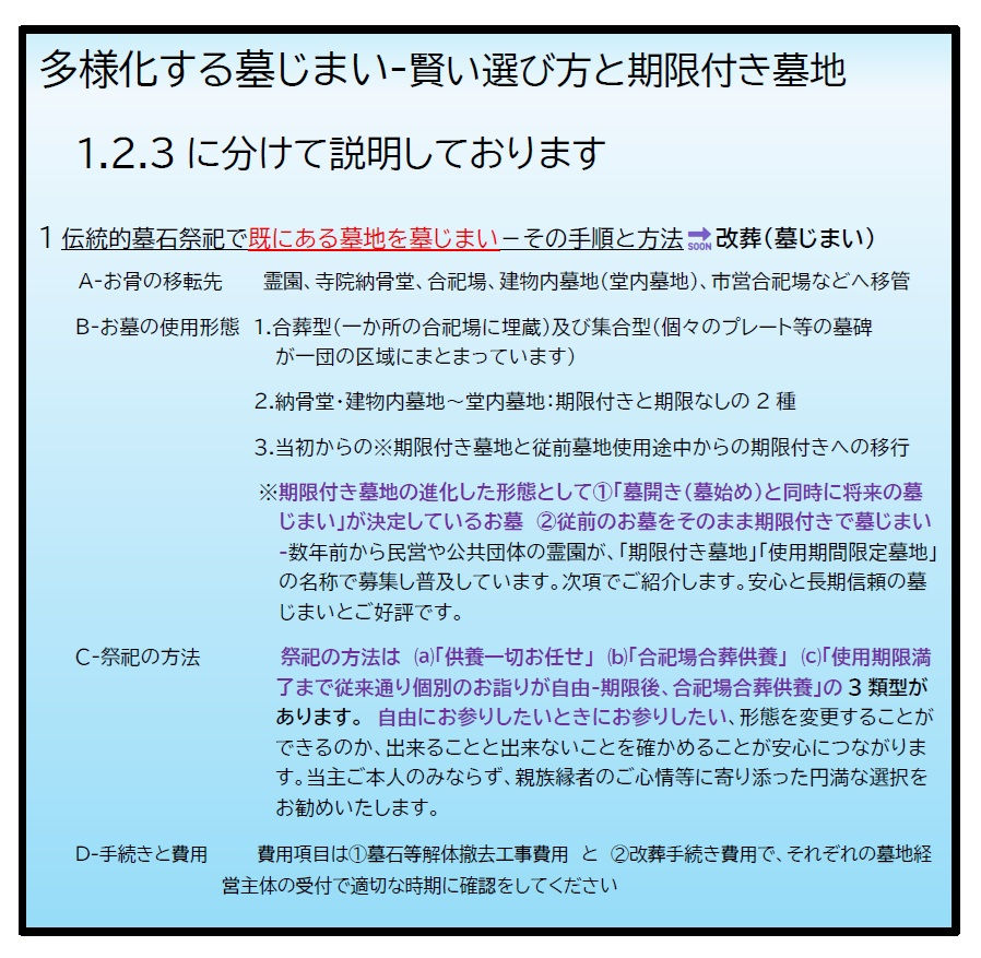 多様化する墓じまいの形態とその手順・スケジュールｰ期限付き墓地募集