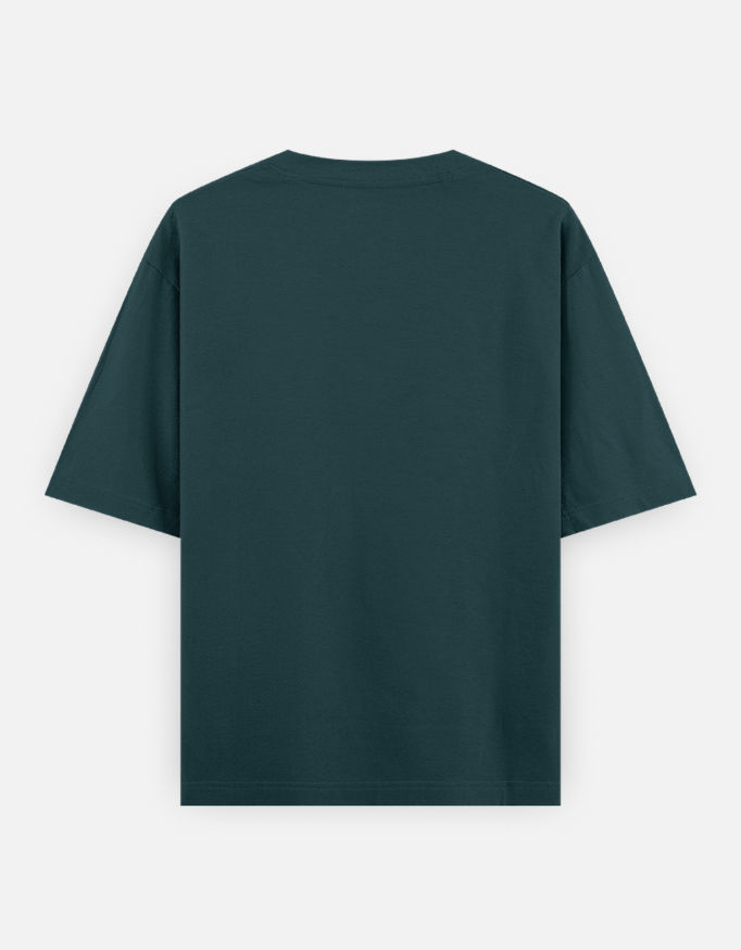 Thumbnail: Back view of dark green unisex oversized classic t-shirt