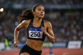 A woman running in a race