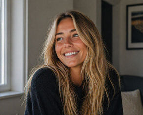 A girl smiling