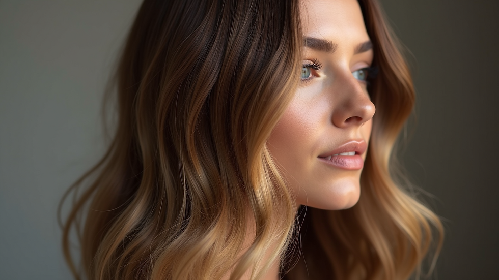 Close-up view of premium hair extensions blending with natural hair