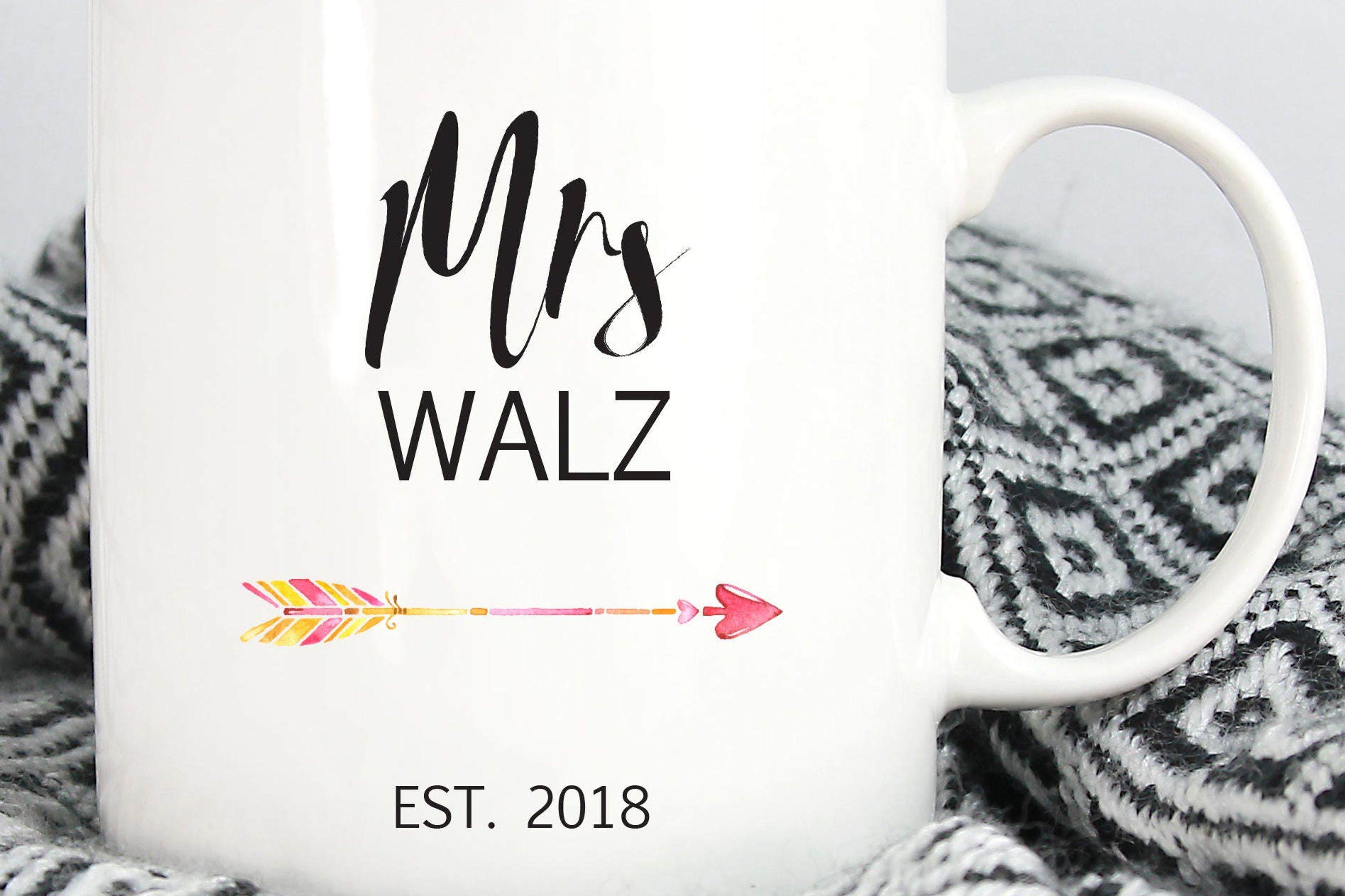 Personalized Mrs. Coffee Mug ~ Last Name and Year