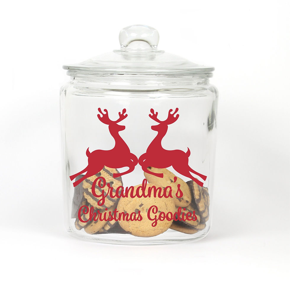 Thumbnail: Grandma's Christmas Goodies Glass Cookie Jar