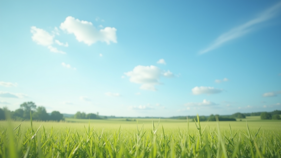 Eye-level view of a serene natural landscape with a clear blue sky