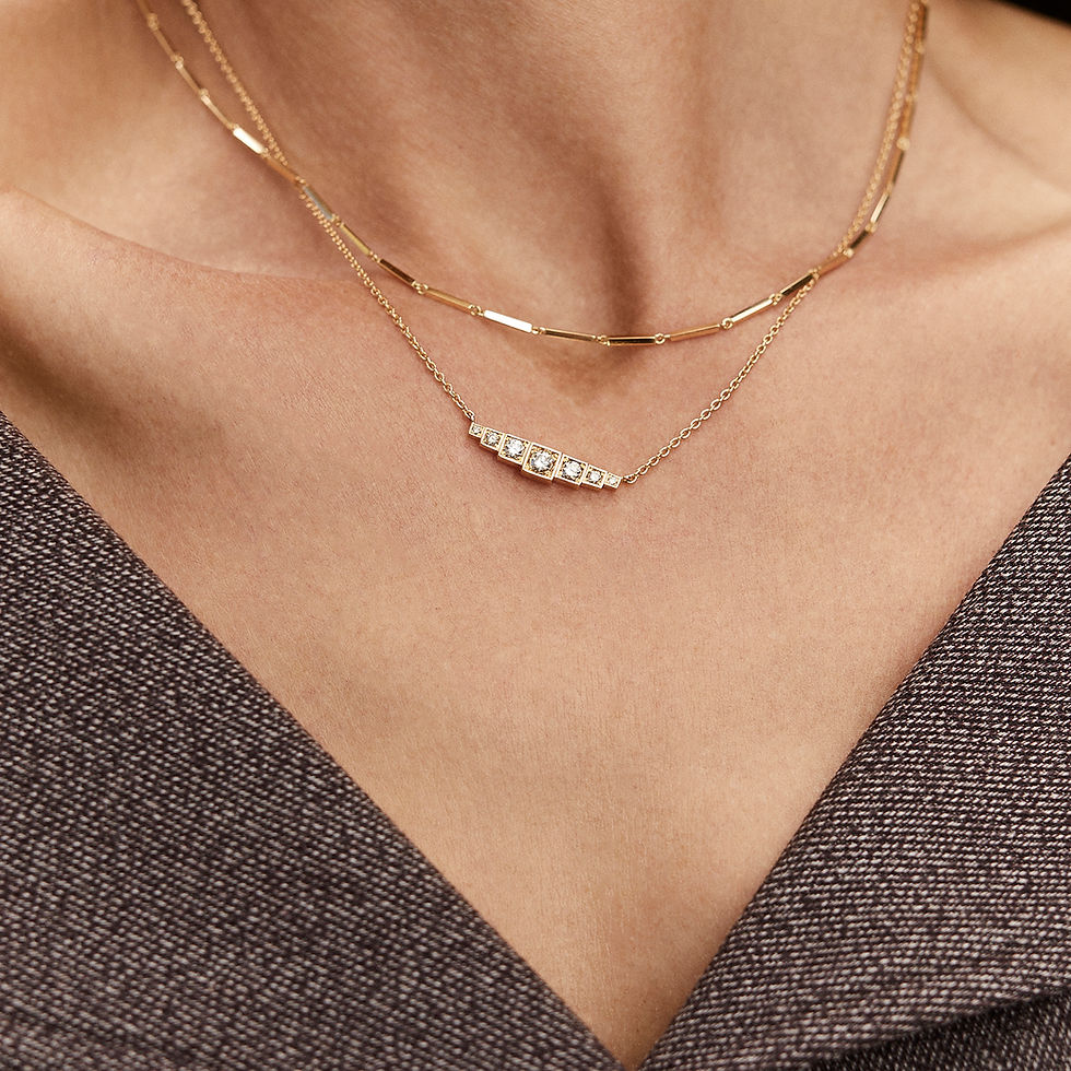 Miniaturebillede: Facon Facon Tricotage Grande Necklace med champagnefarvede diamanter