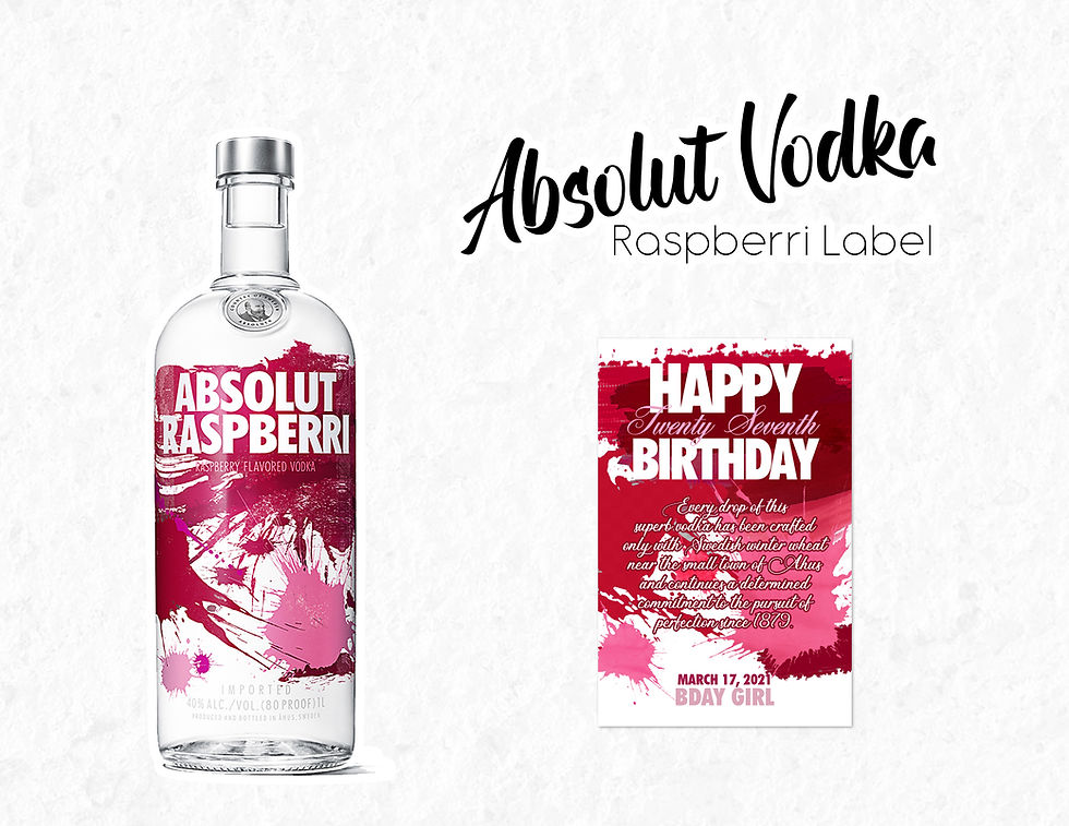 Miniature : Absolut  Raspberri Custom Bottle Label