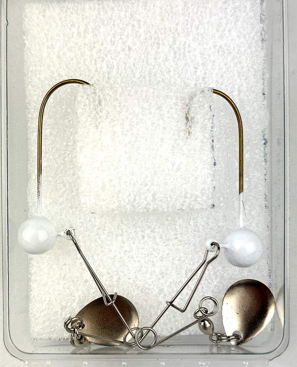 Thumbnail: Spin Rig 1/4 oz White Weight with 3/0 Hook and Silver Blade  - 2 Count