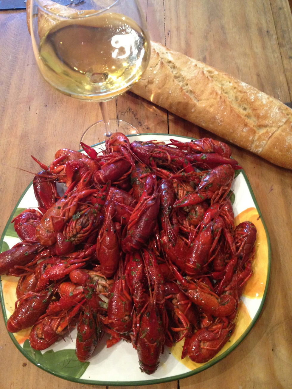 Miniatura: FLUSSKREBSE IN WEISSWEIN-SUD & BAGUETTE - Gamberi di Fiume cotti