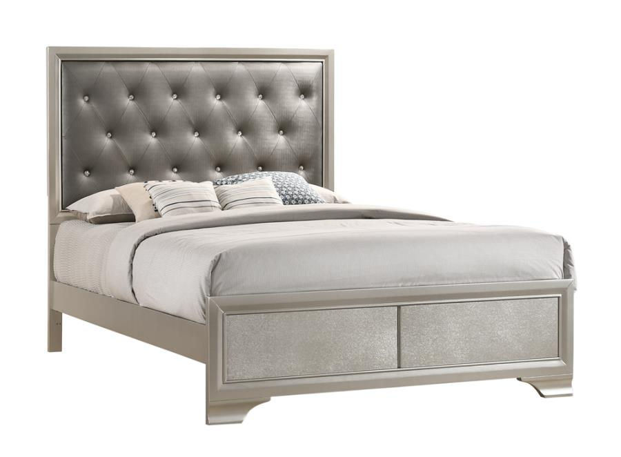 Thumbnail: salford queen panel bed metallic sterling and charcoal grey