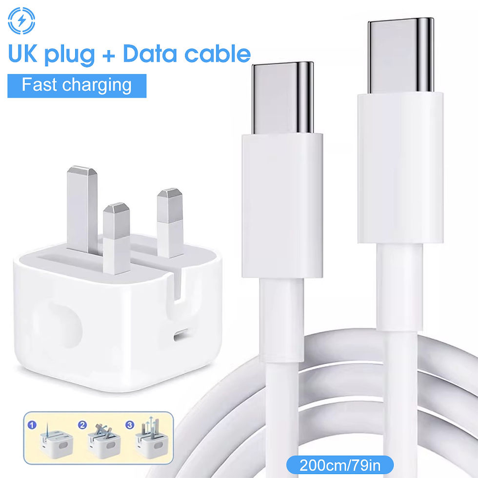 White UK fast charger adapter and Type-C cable
