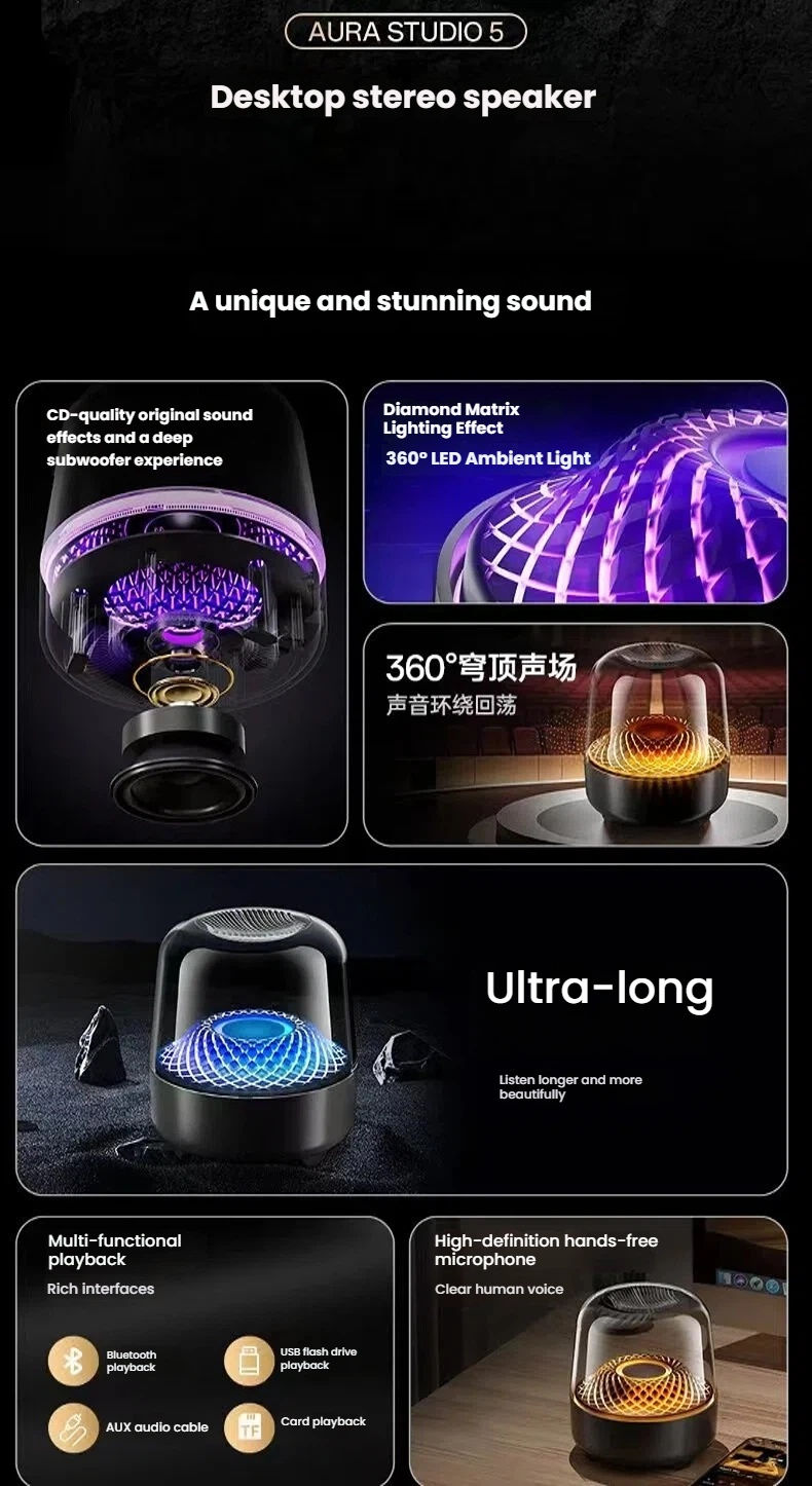 Thumbnail: Speaker with 360-degree sound and diamond twinkle LED ambient light