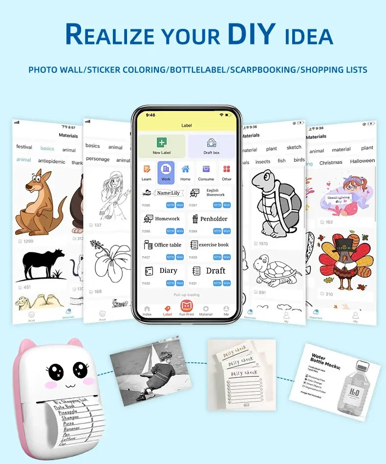 Thumbnail: Portable thermal printer app with DIY print examples