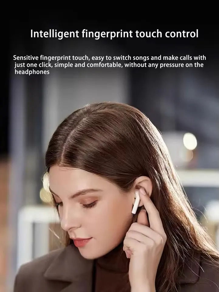 Thumbnail: Woman using earbud with intelligent fingerprint touch control