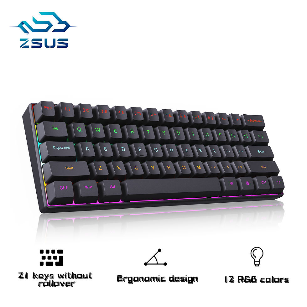 ZSUS compact gaming keyboard with RGB lighting
