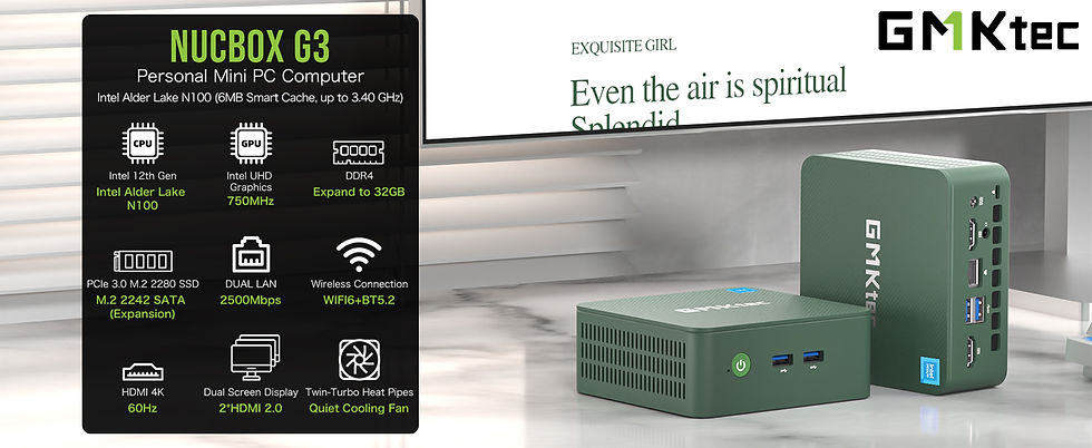 Thumbnail: Green mini PC with features list
