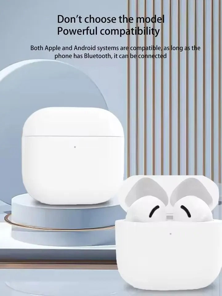 Thumbnail: White earbud charging cases, one open with earbuds