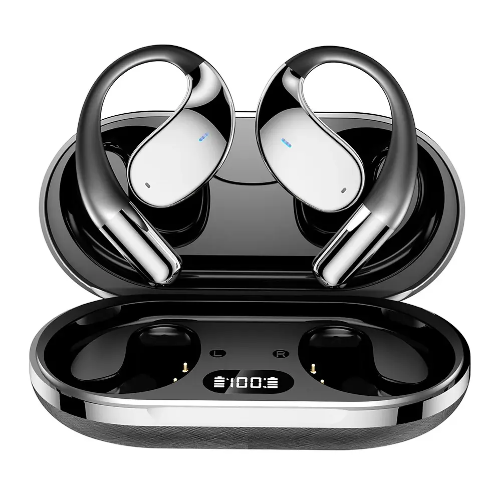 Thumbnail: Wireless earbuds with ear hooks in charging case