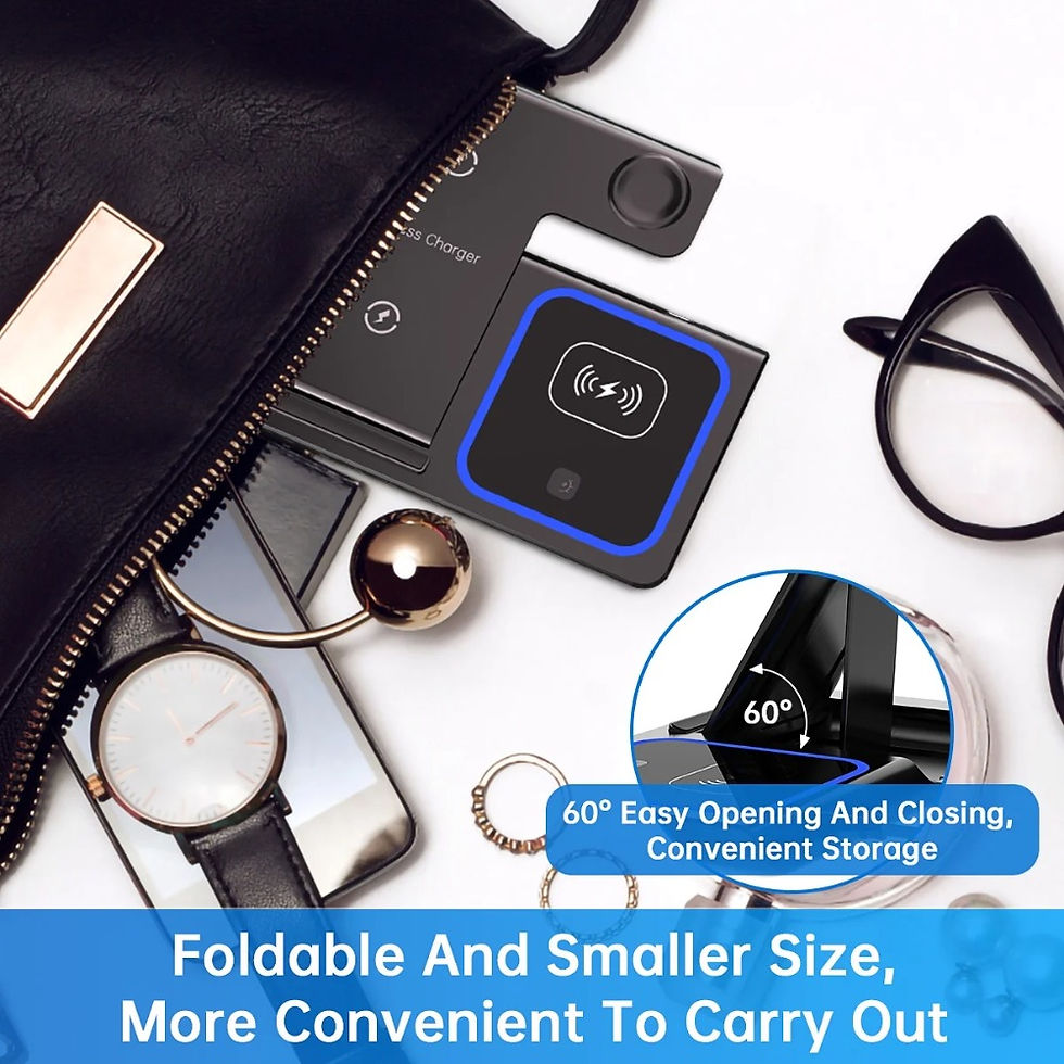Thumbnail: Foldable portable charger in bag, compact for travel.