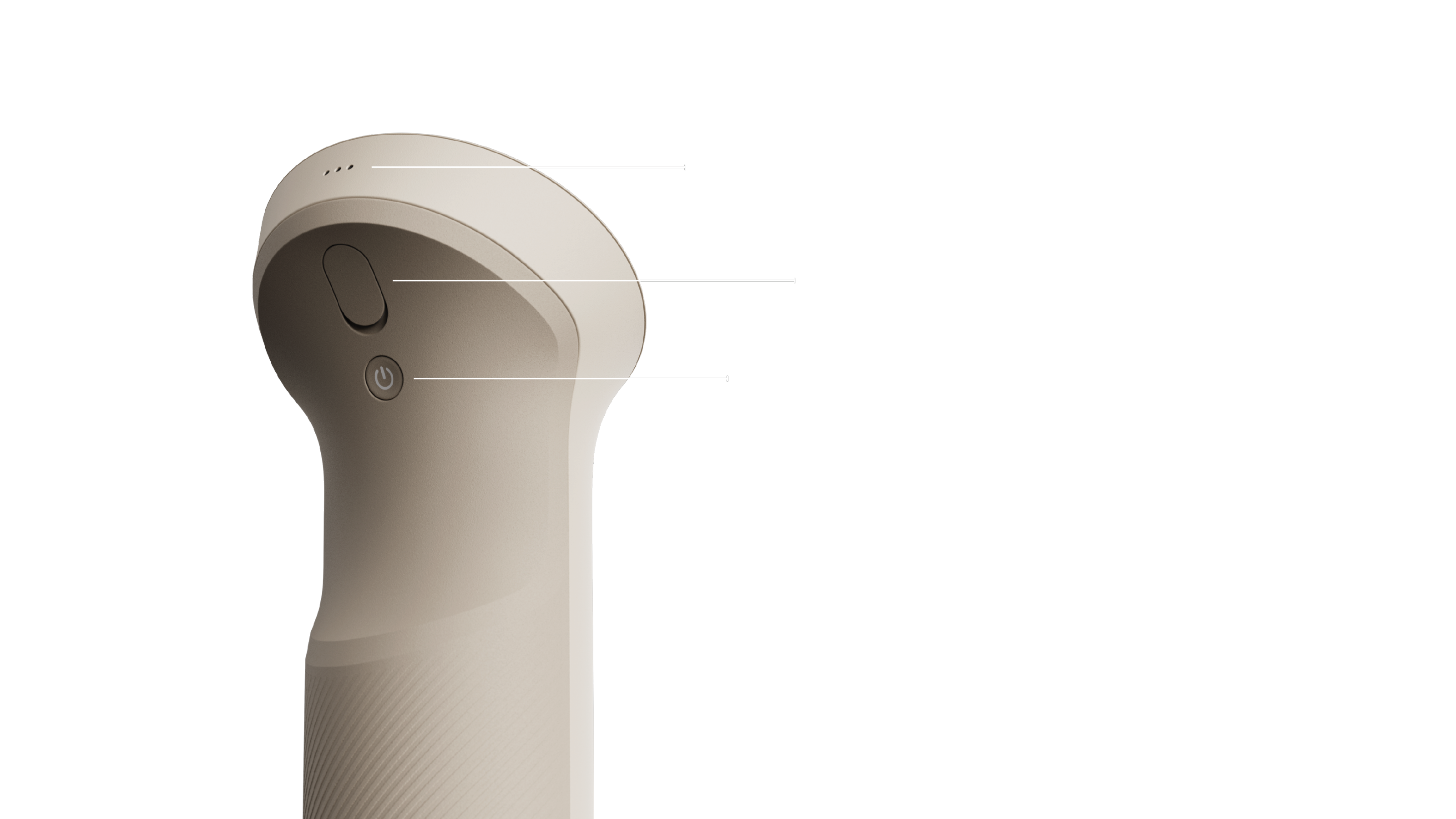 Secondary handle — microphone, charging port and power