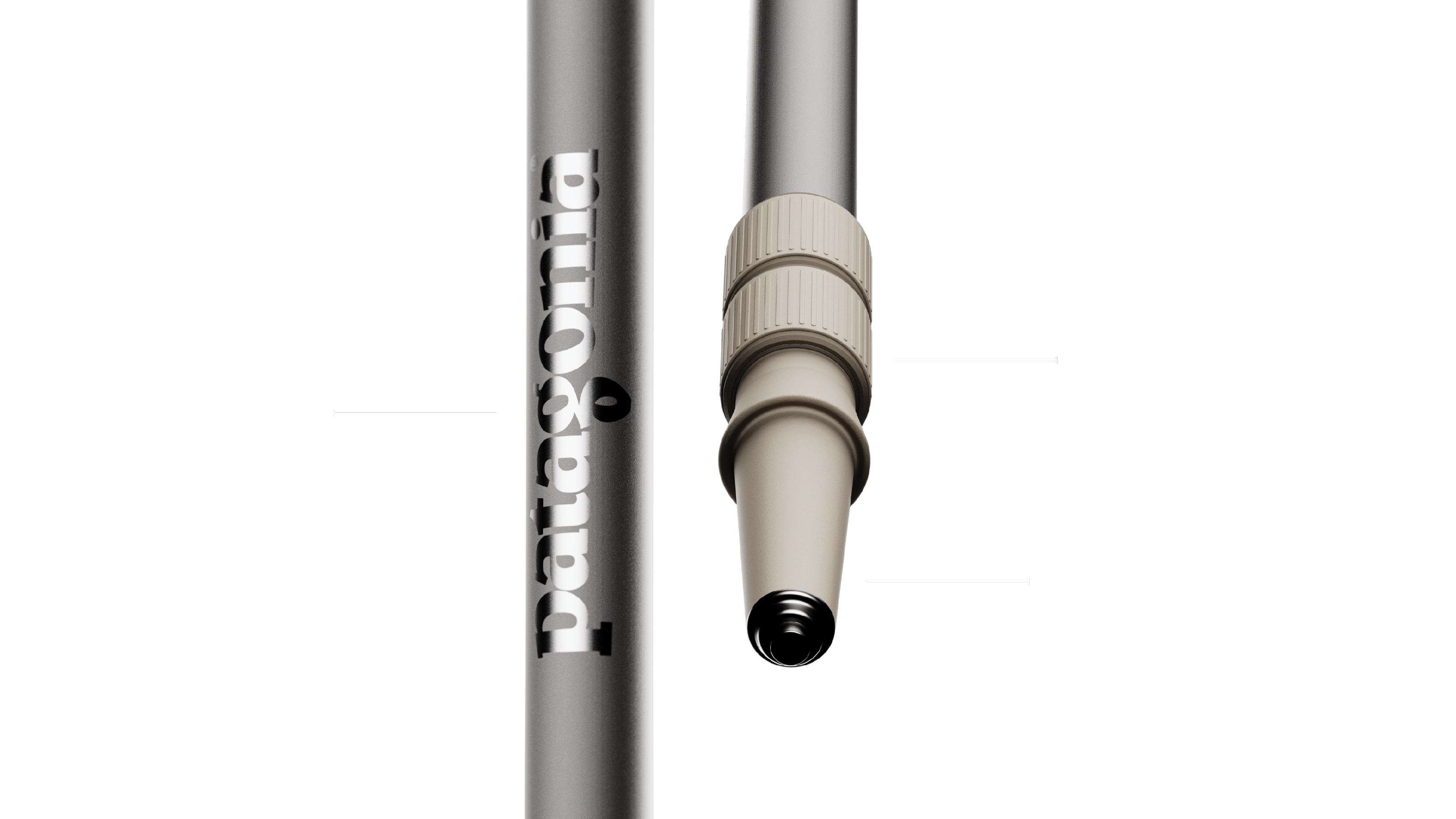 Telescoping shaft, laser-etched logo and shock-absorbing tip