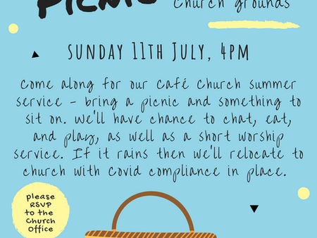 Cafe Church Picnic on Sunday 11th July, why don't you join us....