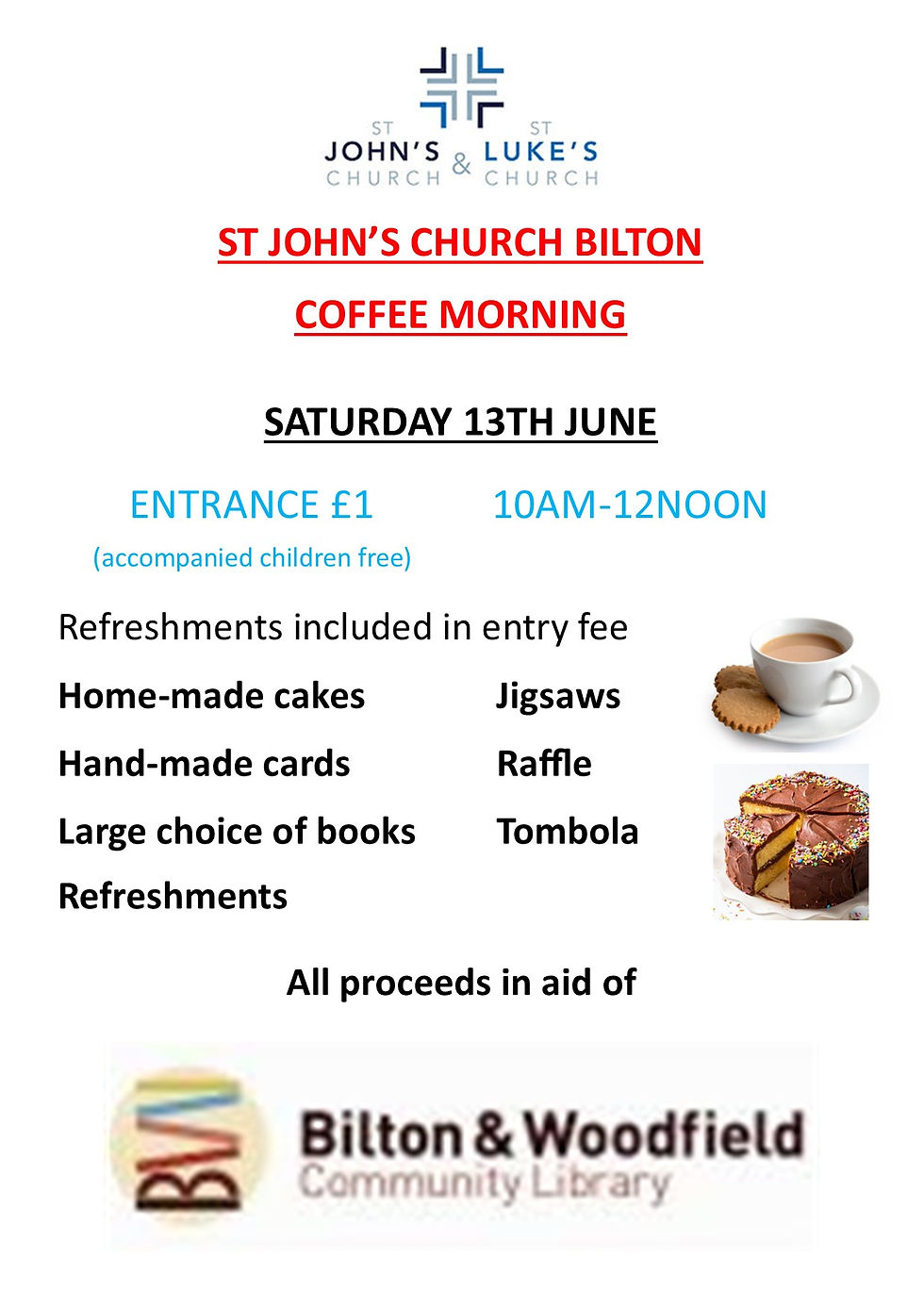 Coffee Morning at St John's - in aid of Bilton & Woodfield Library