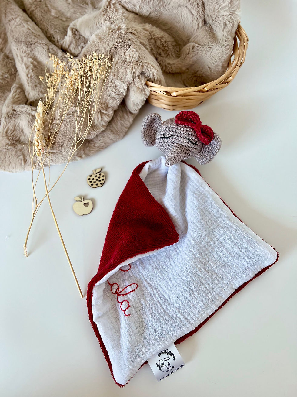 Miniature : Doudou bébé elephant fait main