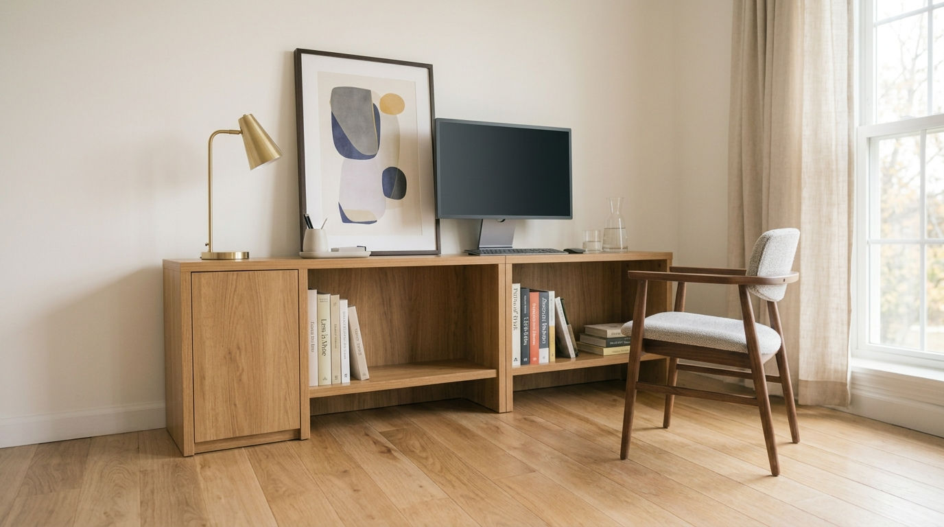 Minimalist Warm Oak Workspace