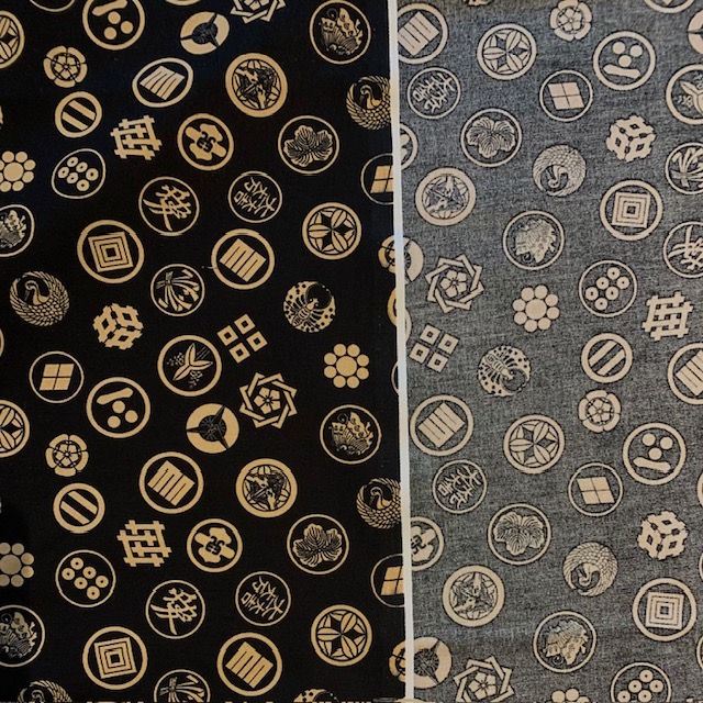 Tissu japonais  KAMON noir