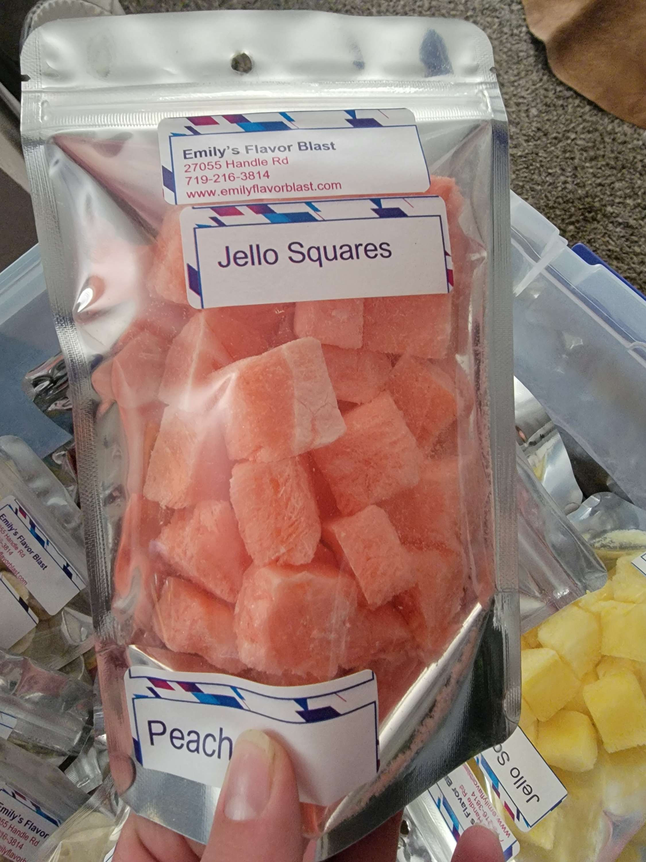 Peach jello squares